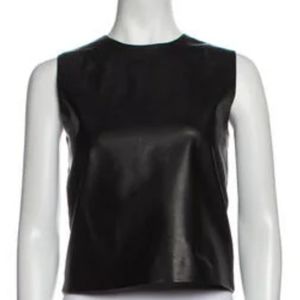 THEORY Black Darted Leather Top